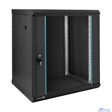 Exegate EX298609RUS Шкаф телекоммуникационный 19" настенный 12U ExeGate EC-WM-12U.450.G.BLACK (19”, 12U, 600x450x635mm (ШхГхВ), передняя дверь закаленное стекло, съемные боковые панели, пыле- и влагоз