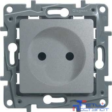 Legrand 672434 Розетка 2К со шторками - немецкий стандарт - винтовые зажимы - 16 А - 250 В~ - Etika - алюминий