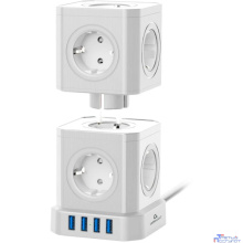 Cablexpert Сетевой фильтр Tower TWR-9-U4-W-2 (9р, 16А, 4 х USB, 3.1А, 2м, ур.защиты 4+) белый, коробка {22550}