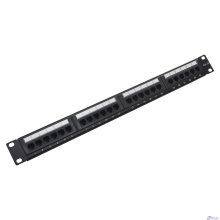 Патч-панель 19" NEOMAX [NM-PP-1U24P-UC5E-D-101-BK] 1U, 24 порта, кат.5E, UTP, Dual IDC, цвет черный