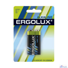 Ergolux  6LR61 Alkaline BL-1 (6LR61 BL-1, батарейка,9В)  (1 шт. в уп-ке)