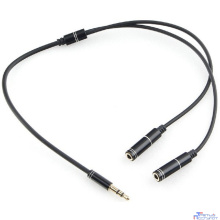 Кабель аудио разветвитель Cablexpert CCAB-02-35MY-0.2MB. 3.5 джек (M)/2х 3.5 джек (F), черный, 0.2м, блистер