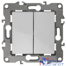 Эра Б0034229 14-1104-01 Выключатель двойной, 10АХ-250В, IP20, Эра Elegance, белый