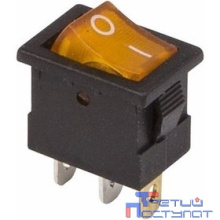 Rexant 36-2172 Выключатель клавишный 12V 15А (3с) ON-OFF желтый  с подсветкой  Mini