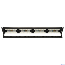 Патч-панель 19" NEOMAX [NM-BPP-1U24P-UB-101-BK] 1U, 24 порта, UTP, с кабельным организатором, цвет черный