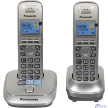Panasonic KX-TG2512RUN (платиновый/золотой) {Доп трубка в комплекте,АОН, Caller ID,спикерфон на трубке,полифония}