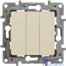 Legrand 672313 Выключатель трехклавишный - Etika Plus - 10 A - 250 В~ - слоновая кость