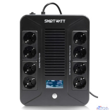 SMARTWATT UPS SAFE PRO LCD 600 {линейно-интерактивный, 600/360 ВА/Вт, напольный/настенный, LCD дисплей, Shuko CEE7/4 - 8 шт. (4 шт. с резервным питанием, 4 шт. - сетевой фильтр}