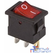Rexant 36-2170 Выключатель клавишный 12V 15А (3с) ON-OFF красный  с подсветкой  Mini