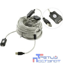 Aopen Кабель-адаптер USB2.0-repeater, удлинительный активный <Am-->Af> 25м (ACU823-25M) [6938510851352]