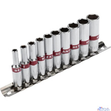 Rexant (12-8318) Набор удлиненных торцевых головок 1/4, шестигранные, CrV, 10 шт., 4-13мм