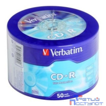 Verbatim  Диски CD-R  50 шт. Printable InkJet, 52-x 700Mb, Cake Box [43309/43438]