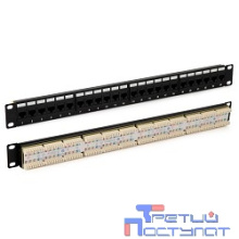 Hyperline PP3-19-48-8P8C-C5E-110D Патч-панель 19", 2U, 48 портов RJ-45, категория 5e, Dual IDC, ROHS, цвет черный