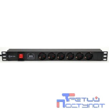 5bites PDU619A-06 Блок розеток  6S / AL / SWITCH / 1U / 19" / 2M*3G*1.5MM2 / VDE