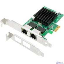 ORIENT XWT-INT82L2PE, Сетевая карта PCI-Ex1 v1.0a 2xRJ45 Gigabit Ethernet, Intel 82571GB chipset, 1 Гбит/с, 2 планки крепления в комплекте (31282)