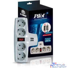 ZIS Сетевой разветвитель ZIS Pilot-T (4 розетки, 2xUSB)