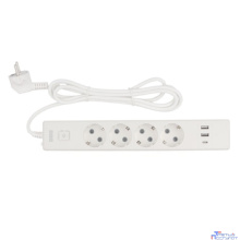 PowerCube Бытовой удлинитель (PC-6-2M) 4р с/з вык.,3USB, 3500 Вт, 16А, 1.9 м, 3*1,0 (белый) {22305}