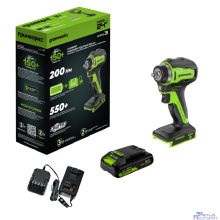 Greenworks G24IW200 Гайковерт ударный аккумуляторный, 24V, 200 Нм, бесщеточный, 3/8'', 1х2Ач,ЗУ,кор [3803607CUA]