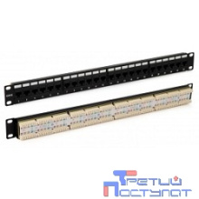 Hyperline PP3-19-24-8P8C-C6-SH-110D Патч-панель 19", 1U, 24 порта RJ-45 полн. экран., категория 6, Dual IDC, ROHS, цвет черный
