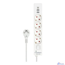 Гарнизон Сетевой фильтр EPS-OP-4-CU2-W-2 2.0 Мультипорт 4р, 10А, 1xType-C PD, 2 х USB QC, 4м, ур.защиты 4+, белый, пак(21449)