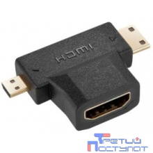 ORIENT Переходник C137, HDMI F - mini+micro HDMI M, T-образный, позолоч.разъемы (30137)