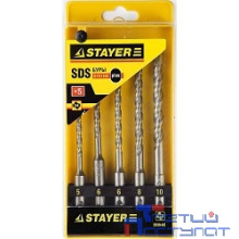 Набор STAYER "PROFI" Буры по бетону, хвостовик "SDS-Plus", 5х110; 6х110; 6х160; 8х160; 10х160мм; 5шт [2930-H5]
