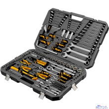 Набор инструментов, 1/2", 1/4", 3/8", CrV, S2, пластиковый кейс, 144 предмета// Denzel [15805]