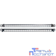 Hyperline PPBLHD-19-24S-SH-RM Модульная патч-панель 19", 24 порта, Flat Type, 0.5U, для экранированных и неэкранированных модулей KJNE, с задним кабельным организатором (без модулей)