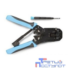 Hyperline HT-200AR Инструмент обжимной для RJ-50, RJ-45, RJ-12, RJ-11 (10P10C, 8P8C типа AMP, 6P6C, 4P4C), профессиональный, с храповым механизмом