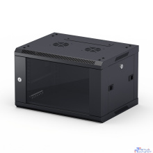 NEOMAX Шкаф телекоммуникационный   настенный 6U (600х450), стеклянная дверь, замок-ключ (3 шт), разборный, цвет черный (1 коробка)[NCB-WM6U-6045GK3-100-BK]