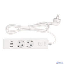 PowerCube Бытовой удлинитель (PC-4-2M) 2р с/з вык.,3USB, 3500 Вт, 16А, 1.9 м, 3*1,0 (белый) {22301}