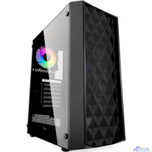 Powercase CMDM-L1 Корпус Diamond Mesh LED, Tempered Glass, 1x 120mm 5-color fan, чёрный, ATX (CMDM-L1)