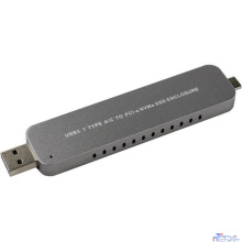 ORIENT 3552U3, USB 3.1 Gen2 контейнер для SSD M.2 NVMe 2242/2260/2280 M-key, PCIe Gen3x2 (JMS583),10 GB/s, поддержка UAPS,TRIM, разъем USB3.1 Type-A + Type-C, корпус в виде флешки, черный (30902)