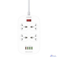 Perfeo LD_B4611 LDNIO SC4407Q/ Сетевой фильтр 2м/ 4 розетки EU_UK_US/ 2500W/ 4 USB+QC 3.0/ Выкл. на розетки/ Black