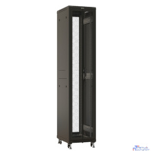 Шкаф серверный Hyperline (TTBR-4261-DD-RAL9004) напольный 42U 600x1000мм пер.дв.перфор. задн.дв.перфор. 2 бок.пан. направл.под закл.гайки 800кг черный 910мм 2055мм IP20 сталь