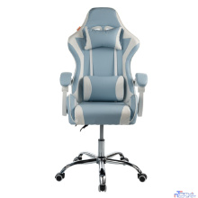 Кресло игровое Filum FL-CH-G-010 крестовина из металла/хром, спинка/сиденье экокожа, газлифт 100мм, колеса пластик с белой окантовкой, подушка для шеи (1113083)