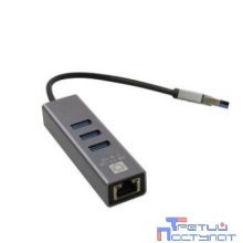 5bites Кабель-адаптер UA3-45-11BK USB3.0 сетевая карта / 3*USB3.0 / RJ45 1G / AL / GREY