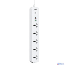 LDNIO SC5319/ Сетевой удлинитель 2м/ 5 розеток EU_UK_US/ 2500W/ 3 USB: QC 3.0+PD 3.0 38W/ White