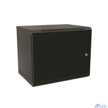 WRline Шкаф настенный 19-дюймовый (19"), 12U, 650х600х450мм, металлическая передняя дверь с замком, две боковые панели, цвет черный (RAL 9004) (разобранный)