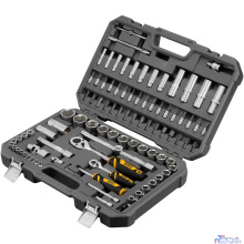 Набор инструментов, 1/2", 1/4", CrV, S2, пластиковый кейс, 94 предмета// Denzel [15813]