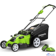 Greenworks Газонокосилка аккумуляторная G40LM49DB, TwinForce, {40V, 49 см, без АКБ и ЗУ} [2500207]