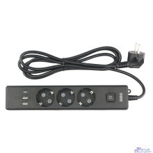PowerCube Бытовой удлинитель (PC-6B-2M) 3р с/з вык.,3USB, 3500 Вт, 16А, 1.9 м, 3*1,0 (черный) {22310}
