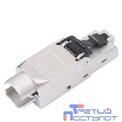 Hyperline PLUD-A-8P8C-S-C6A-SH Разъем полевой оконцовки RJ-45 (8P8C) под витую пару, угловой, для одножильного кабеля, toolless, категория 6A, экранированный, накручивающийся хвостовик, IDC
