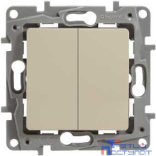Legrand 672302 Выключатель двухклавишный - Etika - 10 A - 250 В~ - слоновая кость