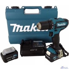 Makita HP333DWME Дрель ак(уд) { 12В,2х4 Ач Li-ion(слайдер),БЗП-10мм,0-450\1700об\м,30\14Нм,1.1кг,чем,подсв }