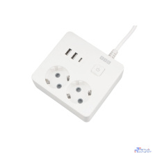 PowerCube Бытовой удлинитель (PC-1-2M) 2р с/з вык.,3USB, 3500 Вт, 16А, 1.9 м, 3*1,0 (белый) квадрат {22299}