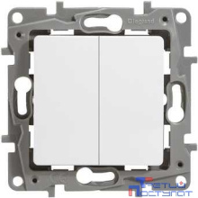 Legrand 672204 Выключатель двухклавишный с подсветкой - Etika - 10 A - 250 В~ - белый