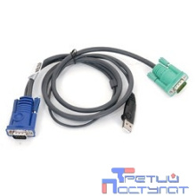 ATEN 2L-5201U Кабель KVM  USB(тип А Male)+HDB15(Male) <->  SPHD15(Male) 1,2м., черный.