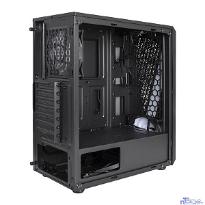 Exegate EX292858RUS Корпус Miditower ExeGate EVO-8225 (ATX, без БП, 2*USB+1*USB3.0, черный, 2 вент. с RGB подсветкой и полоса на передней панели, боковая панель - закаленное стекло)