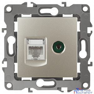 Эра Б0027444 12-3110-04 Розетка информационная RJ45+TV, Эра12, шампань